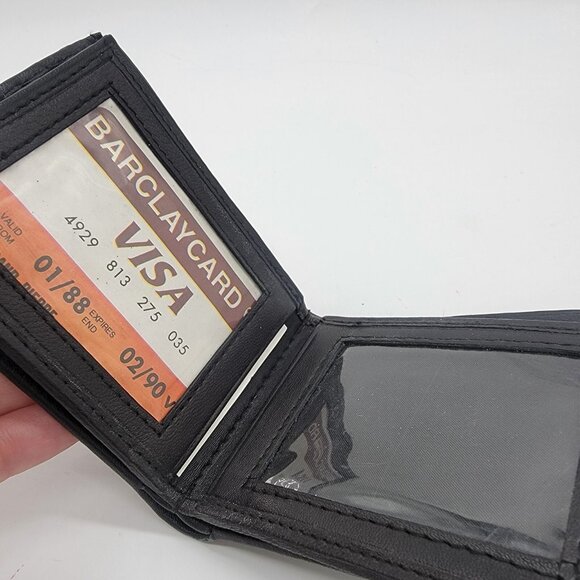 Vintage Genuine Leather Wallet Black Multi Compartment Coin Cards Change India - Picture 5 of 10